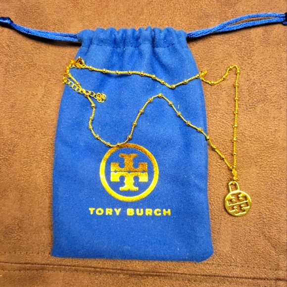 Tory Burch Jewelry - ●●SOLD●●Tory Burch Logo Pendant Beaded Chain Necklace